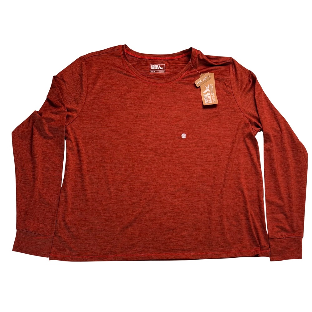 Eddie Bauer Womens 2XL Reso Stretch Tee Long Sleeve UPF 50+ Dark Persimmon